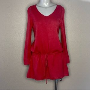 EILEEN‎ FISHER PINK LONG SLEEVE KNIT DRAWSTRING DRESS/ TUNIC